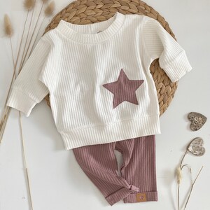 Baby set 50-104 oversized sweater pants baby toddler girl off-white old pink sweater leggings waffle jersey star available separately Set offwhite/altrosa