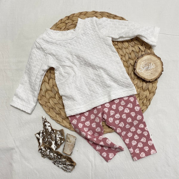 Leggings/bébé/fille/rose/blanc/fleurs/0-24 m