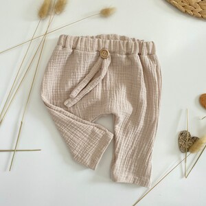 Musselin Hose Baby 50-92 cacao hell beige Babyhose Musselin Sommerhose Musselin Pumphose Kleinkind Bild 8