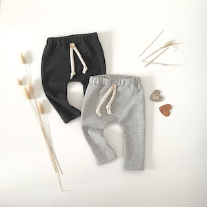 Baby Hose 50-104 Waffeljersey Junge Mädchen anthrazit hellgrau meliert Jogginghose Kleinkinder Hose Slimfit lässige Joggpants Schlupfhose