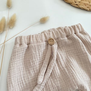 Musselin Hose Baby 50-92 cacao hell beige Babyhose Musselin Sommerhose Musselin Pumphose Kleinkind Bild 5