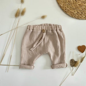 Musselin Hose Baby 50-92 cacao hell beige Babyhose Musselin Sommerhose Musselin Pumphose Kleinkind hellbeige