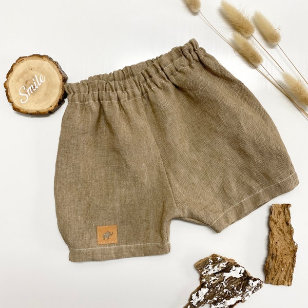 Sarouel court enfant/fille/garçon/pantalon été/taille 0-3 mois à 24 mois/jaune/arbres/taupe/gris