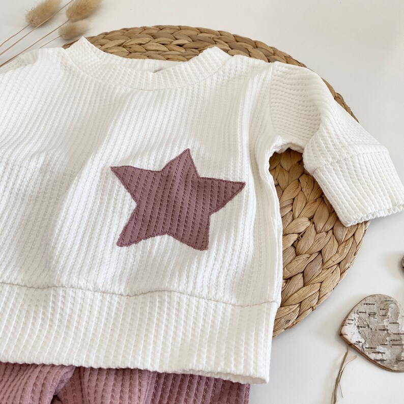 Baby set 50-104 oversized sweater pants baby toddler girl off-white old pink sweater leggings waffle jersey star available separately Sweater offwhite