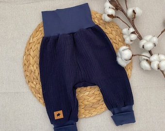 Baby pump pants 44-116 muslin wax pants girls & boys unisex dark blue