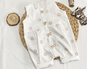 Overall  50-80 weiß rosa Blumenkränze romantische Taufkleidung Mädchen Baby Kleinkind  Baumwollbatist Jumpsuit Sommerspieler Romper Jumper