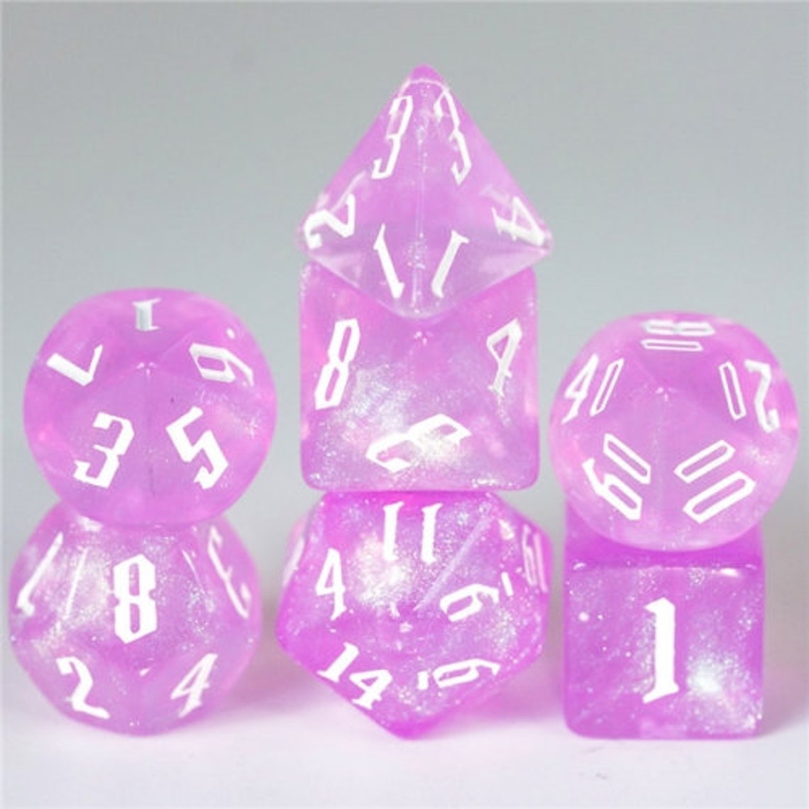 Pink Glitter Dice D&D dice set d20 Polyhedral DnD Dice Etsy