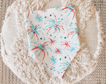 Fireworks 4th of July Dog Bandana – Modern Eco-Friendly Fabric