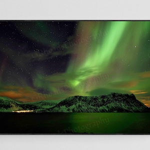 Northern Lights Print on Metallic Paper, Aurora Borealis, Norway, Northern Lights Photography, Wall Art Home Decor, Night Photography