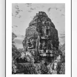Sculptured Faces, Bayon Temple, Angkor Wat, Siem Reap, Cambodia, Photography Print, Living Room Wall Art, Prints, Home Decor, Travel, Asia