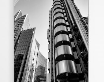 Lloyds of London Fotografie Druck, schwarz und weiß, Wohnzimmer Wandkunst, Drucke, Wohnkultur, Stadtbild, Reisen, London