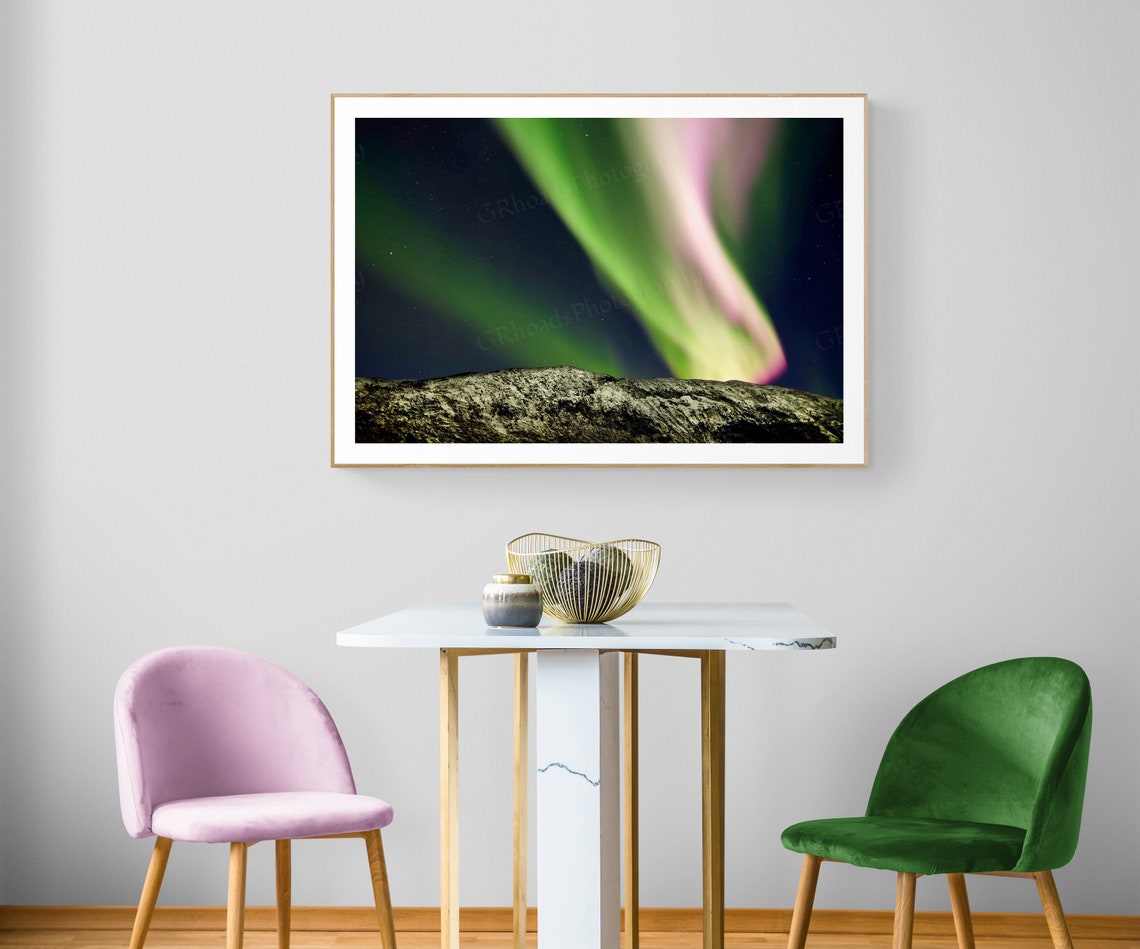 Northern Lights Print On Metallic Paper Aurora Borealis Etsy