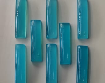 Kamień szlachetny chalcedonowy Kaboszon / Kaboszon chalcedonowy Paraiba / Kamień chalcedonowy w kształcie prostokąta / Naturalny luźny kamień szlachetny / Do wyrobu biżuterii