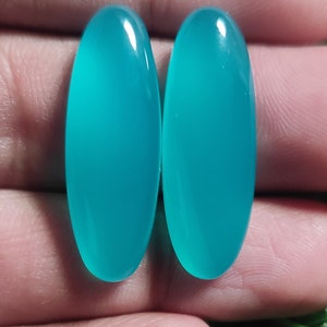 Par!! Par de Cabochões de Calcedônia Paraíba, Cabochão Oval Longo, 7 x 14 mm a 12 x 36 MM Todos os tamanhos calibrados de pedras preciosas para brincos de joias