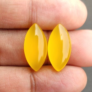 Gelbe Chalcedon Cabochon Paar, Marquise Form Edelstein paar, flache zurück kalibriert Edelstein für Lünette Einstellung, 5 X 10 bis 15 X 30 MM alle Größe