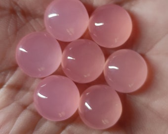 Calcédoine rose, pierre précieuse ronde, cabochon de calcédoine, dos plat, pierre précieuse calibrée de 4 mm à 35 mm, cabochon en gros, pierre précieuse de calcédoine