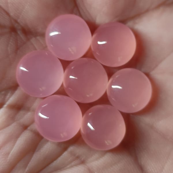 Pink Chalcedony, Round Gemstone, Chalcedony Cabochon, Flat Back 4 MM to 35 MM Calibrated Gemstone, Wholesale Cabochon, Chalcedony Gemstone