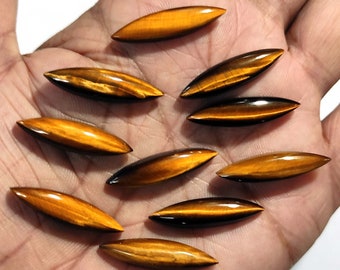 Real ojo de tigre cristal de cabujón suelto / cabinas de ojo de tigre curativo / cabujón marquesa de ojo de tigre / piedra preciosa suelta marrón café