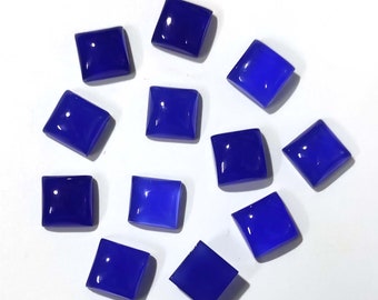 Healing Blue Chalcedony Cabochon, Dark Blue Cabochon Indian Chalcedony Gemstone, Square Shape Loose Chalcedony For Jewelry Making