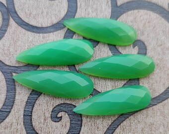 Calcedonia crisoprasa, piedra preciosa facetada, piedra preciosa en forma de lágrima de 7 x 14 mm a 12 x 36 mm, piedra preciosa calibrada de todos los tamaños, piedra para pendientes, piedra al por mayor