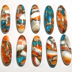 Oyster Copper Turquoise Gemstone Cabochon Long Oval Cabochon Calibrated Gemstone Back Side Flat Polished Wholesale Gemstones Cab for setting