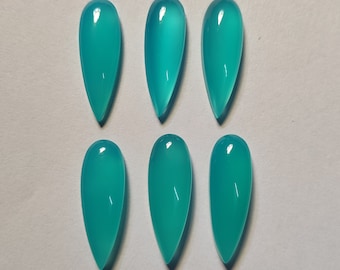 Chalcedon Paraiba, Koraliki Łezkowe, Kalibrowany Kaboszon 7 x 14 MM do 12 x 36 MM Wszystkie Rozmiary Kalibrowany Kamień Szlachetny, Kamień Chalcedonowy, Luźny Kamień Szlachetny