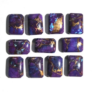 Octagon Purple Copper Turquoise Stone, Pedra preciosa turquesa, Cabochão turquesa roxo, Pedra preciosa por atacado para joias, Cabochão calibrado