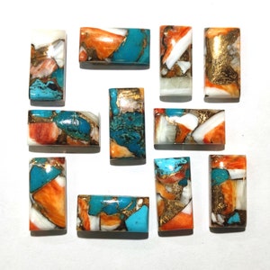 Spiny Oyster Turquoise Copper Rectangle Cabochon Stone wholesale price Gemstones Flat Back Loose Calibrated Gemstone Cabochon for Jewelry