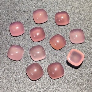 Healing Chalcedony Cabochon, Pink Cabochon Indian Chalcedony Gemstone, Cushion Shape Loose Chalcedony For Jewelry Making Healing Gemstone