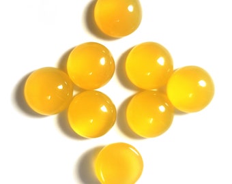 Mango Chalcedony Round Shape Cabochon 3MM to 35 MM Calibrated Cabochon Yellow Chalcedony Cabochon Loose Gemstone for Jewelry Making Supplies