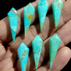 Natural Blue Turquoise Cabochon Gemstone, Tie Shape Loose Calibrated Gemstone Flat Bal Long Smooth Polished Gemstone Cabochon for Jewelry