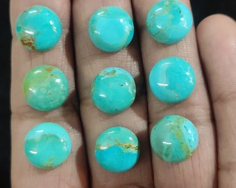 Round Shape Blue Natural Turquoise Beads Gemstone Cabochon, Blue Mohave Copper Turquoise Cabochon Flat Back Loose Polished Gemstone Cabochon