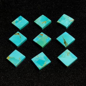 AAA+ Natural Blue Mohave Turquoise Arizona Gemstone Square Shape Cabochon for Jewellery Both Side Flat Loose Calibrated , All size available