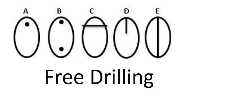May include: Diagram of five oval shapes labeled A through E, each with a different internal line design. The text "Free Drilling" is below the shapes.