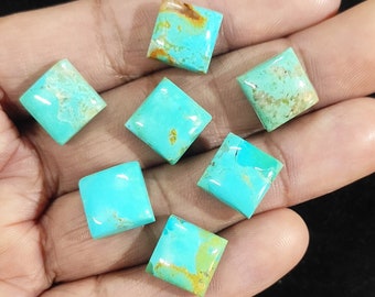 Cabochon de pierre gemme de forme carrée de pierre gemme Mohave bleu turquoise toutes les tailles disponibles, pierre précieuse calibrée dos plat pierre précieuse lâche pour bijoux