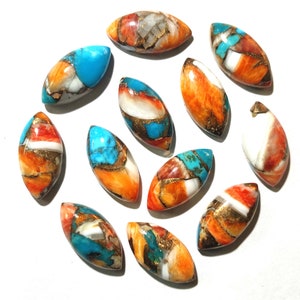 Marquise Oyster Turquoise Stone Calibrated Gemstone Cabochon Mohave Oyster Copper Turquoise Calibrated Gemstone for Setting Multi Color Ston