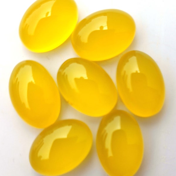 Yellow Chalcedony, Oval Gemstone Cabochon 6X4 MM to 20X30 MM all Calibrated Gemstone, Chalcedony Stone, Loose Cabochon Gemstone for Jewelry