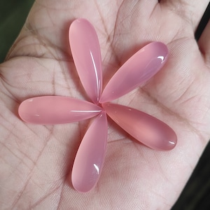 Pink Chalcedony, Chalcedony Cabochon, Teardrop Gemstone 7X14 to 12X36 MM Calibrated Gemstone, Loose Gemstone, Flat Back Earring Cabochon