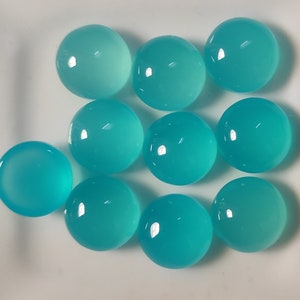 Paraiba Chalcedony Gemstone, Round Calibrated Size, 3MM to 35 MM All Size Cabs, Flat Back Jewelry Making Cabochon, Loose Chalcedony Cabochon