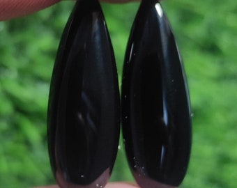 Onice nero, cabochon di onice nero, coppia di pietre preziose da 7 x 14 mm a 12 x 36 mm, pietra preziosa calibrata, pietra preziosa a goccia, cabochon sciolto, pietra preziosa abbinata