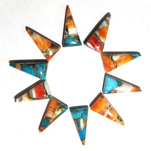 Spiny Oyster Copper Turquoise Gemstone Cabochon Triangle Cabochon, Calibrated Gemstone, Flat Back Loose Cabochon Gemstone All Size Available