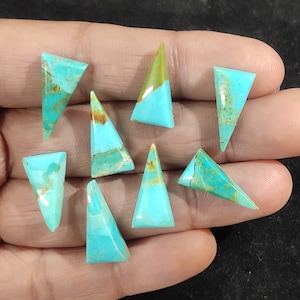 Blue Turquoise Gemstone Cabochon, Blue Mohave Turquoise Cabochon Triangle Shape Loose Flat Back Calibrated Gemstone Cabochon Stones