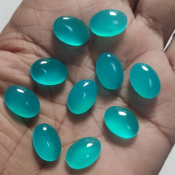 Paraiba Chalcedony Stone, 6X4 mm to 20X30 MM Oval Cabochon, Smooth Flat Bottom Jewelry Stone, All Size Calibrated Cabochon, Bezel Setting,