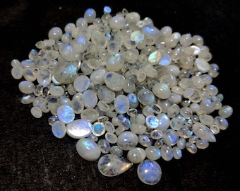 Rainbow Moonstone, Wholesale Gemstone, Cabochon Lot 7X5 to 10X14 MM Mix Shape Size Cabochon, Moonstone Gemstone, Loose Moonstone Cabochon