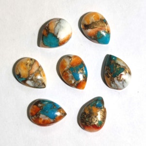 Oyster Copper Turquoise Cabochon Gemstone Pear Shape Back side Flat Calibrated Gemstones available in all size Turquoise Copper Gemstone
