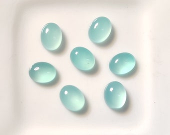 Aqua Chalcedony Cabochon, Smooth Gemstone Cabochon, All Size Available, Oval Shape Cabochon Gemstone,Calibrated Cabochon, Flat Back Cabochon