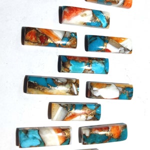 Long Rectangle Oyster Copper Turquoise For Jewelry Calibrated Gemstone Cabochon Mohave Turquoise Gemstone for Setting, Multi Color Gemstone