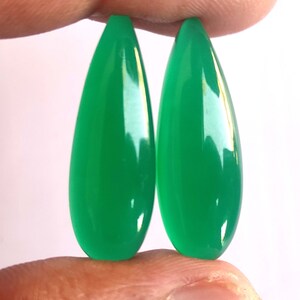 Green Onyx, Gemstone Pair, Teardrop Gemstne 7X14 MM to 12X36 MM all Size Calibrated Gemstone, Cabochon Pair, Loose Gemstone Cabochon Stone