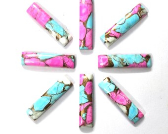 100% Natural Cotton Candy Turquoise Calibrated Gemstone Cabochon Rectangle Shape Turquoise Cabs Turquoise Loose Gemstone For Jewelry Making