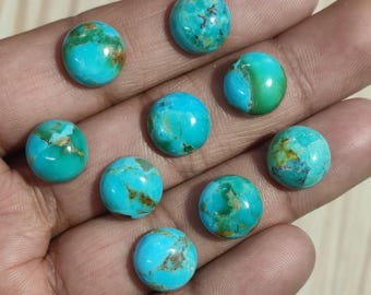Natural Blue Mohave  Turquoise Gemstone Flat Back Round Shape Gemstone Handmade Gemstone All Sizes Available Kingman Turquoise